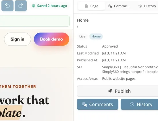 A cropped Website Studio publish control.